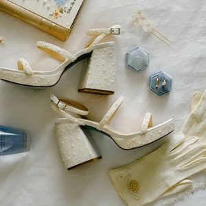 Betsey Johnson Women's Denni Heeled Sandal Platform Wedding Heels Pearl